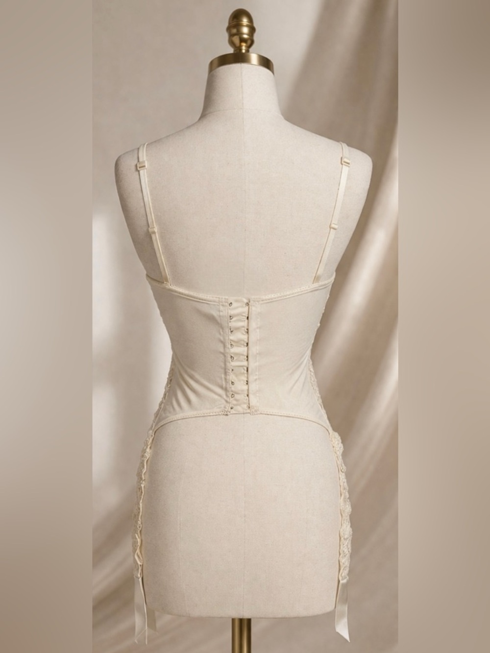 RARE NWT VTG 90s Y2K La Perla Bridal Ivory Lace Bustier Corset 36B Garter Straps - Picture 8 of 15
